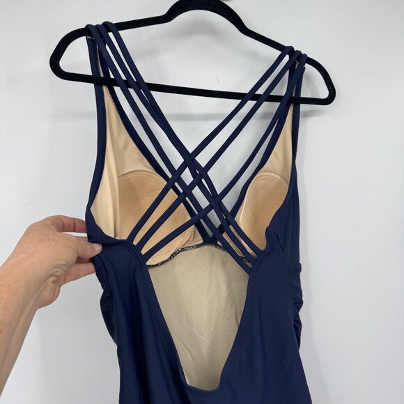 Kona Sol Womens Navy Blue Racerback Coverage One Piece Swimsuit Size XL - Picture 6 of 8